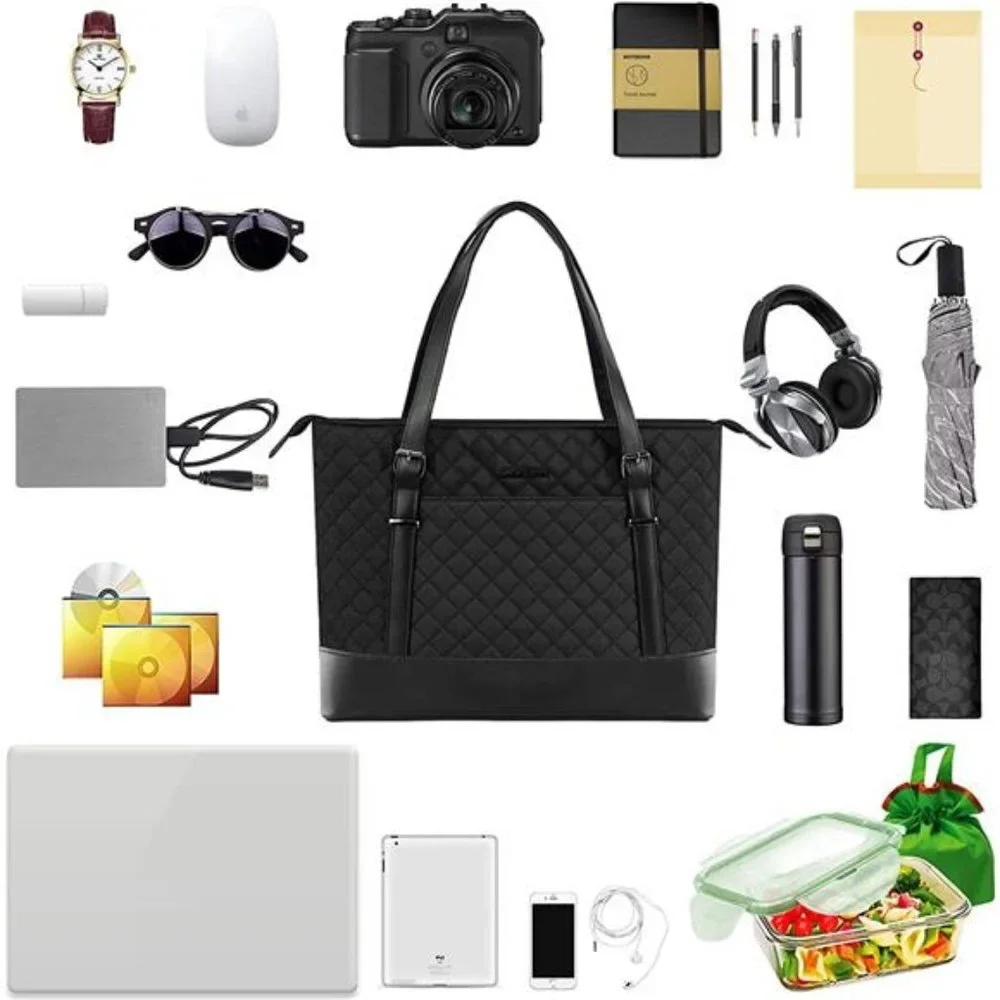 Women's Laptop Tote Bag with USB Port, Large Work Tote Bag Shoulder Bag